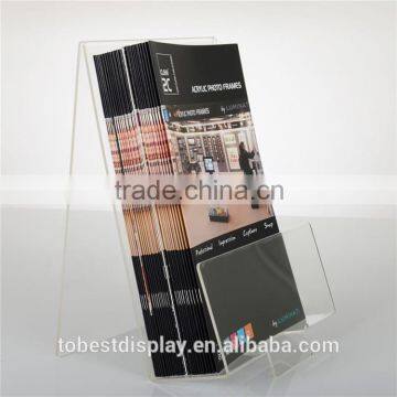 curved desktop clear custom acrylic brochure holder/acrylic leaflet holder