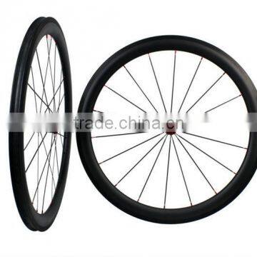 China No Brand No outer spoke holes carbon training 700C road bike no hole carbon wheelsets 50x23mm TUBULAR rims 700C