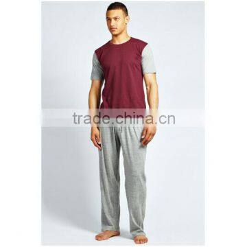 Good quality 100 cotton men's short sleeve pajamas set