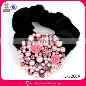 2014 Trendy rhinestone pearl stretch hair band for long hair