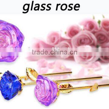 Beautiful Crystal Glass Rose for Wedding gift