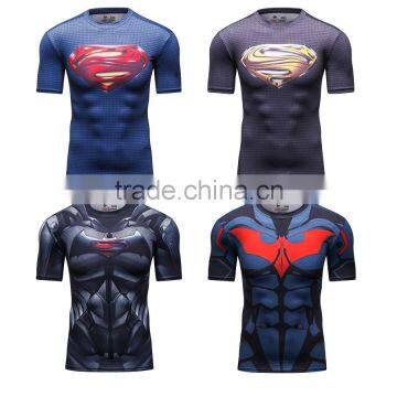 Avengers superman/bat-man marvel cartoon super hero clothing apparel men's slim fit digital print round neck short sleev t shirt