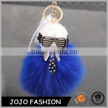 Very beautiful cartoon girl diamond fur ball keychain