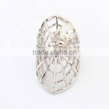 Stainless Steel Nail Rhinestone Big Cobweb Halloween Hollow Finger Ring Design photo-4