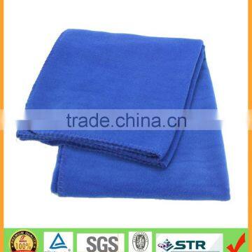 Blue whipstitched edge polar fleece throw blanket