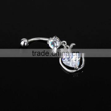 Big Clear Zircon Inlay Apple Dangle Belly Button Naval Ring.                        
                                                Quality Choice