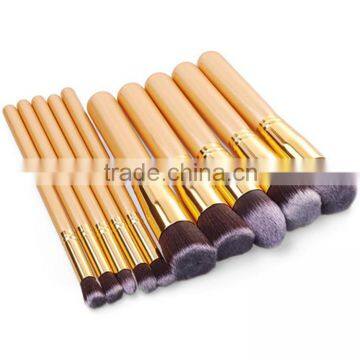 2016 10pcs portable face cleaning makeup khaki cosmetic brush set without package wholesale