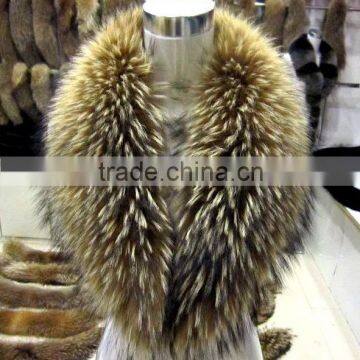 Winter warm hot sale big Raccoon Fur Collar Customized Plump Raccoon Fur Shawl Collar