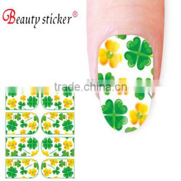 2016 trendy style hot sale long lasting Four Leaf Clover nail wraps for girls