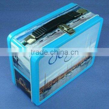 Locked lunch tin box with handle/Tin box manufacture in china