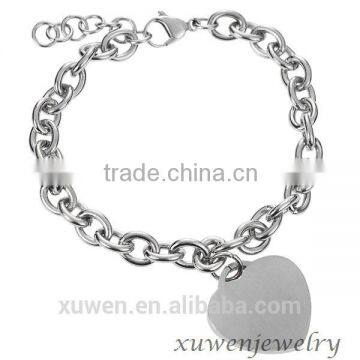 ladies stainless steel metal chain bracelets with heart charm                        
                                                                                Supplier's Choice