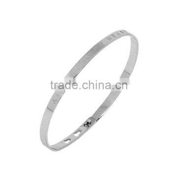 Memories Bangles with Customize Design Word 'ALWAYS IN MY HEART' with 4mm/7mm Width