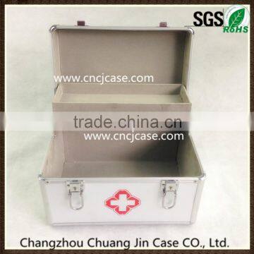 Quality aluminum medical kit, silver diamond pattern aluminum first aid kit, family aluminum box, size No. aluminum box