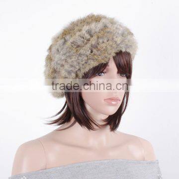 Crochet Ladies Winter Hand Knit Rabbit Fur Beanie Hat KZ150040