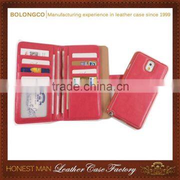 Pink pu skin strip leather phone holder for samsung galaxy note 2 3 4 wallet phone bag for samsung phone models wholesale