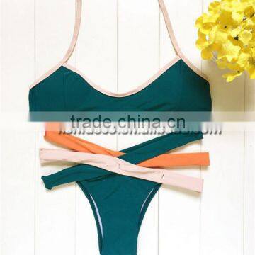 Hit Color bandage girl bikini swimwear