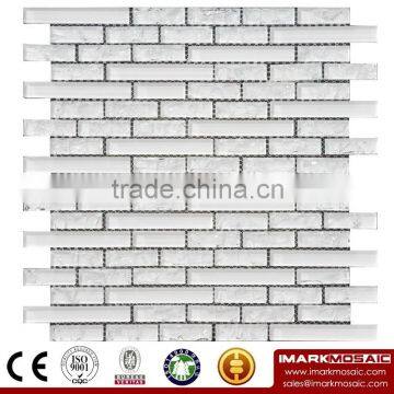 IMARK Super White Color Crystal Glass Mosaic Tiles with Ice Crackle for Wall Decoration Code IVG8-053