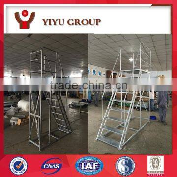 Warehouse Steel Safety Rolling Mobile Platform Ladder with Handrails