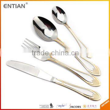 Home goods dinnerware flatware set with stand gold plated cutlery