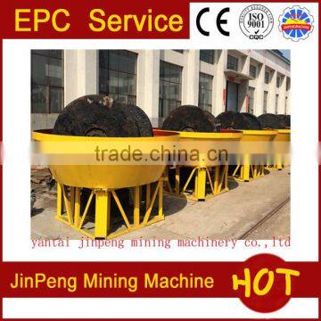 Abrasive resistance wet pan mill with two rollers, gold wet pan mill