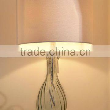 hot sale in Slovenia chrome base transparent glass lamp with vase shape and white cylinder fabric shade