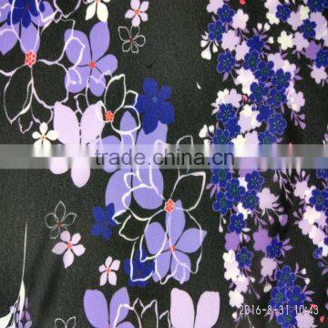 75D Polyester Twist Digital Calico Chiffon black Flower Silk Print Fabric for Jacket