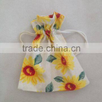 Promotion small printed linen gift bags for jewelry