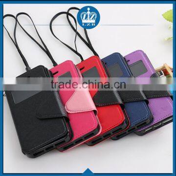 LZB Fashion contrast color series view windows smart leather flip case for Apple iphone 5G
