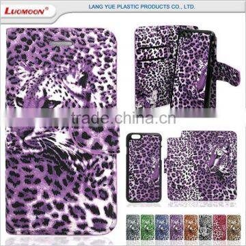 two card slot separable leopard pu leather flip cover case for lg magna g4 stylus