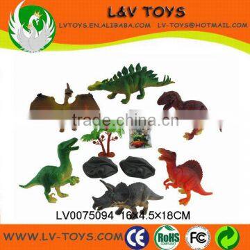 2015 novelty 4" plastic dinosaur toys ,animal toys shantou 6 in 1