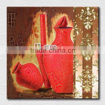 Beautiful art painting red pots oil painting for study room wall decoration