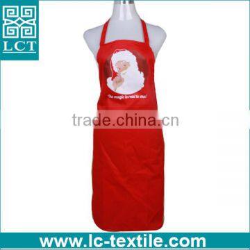 Newest solid red colored 100% cottton kitchen cooking christmas apron