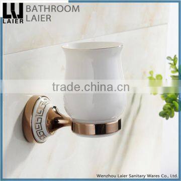 Fancy Decorative Printing Lines Zinc Alloy Rose Gold Finishing Bathroom Accessories Wall Mounted Tumbler Holder