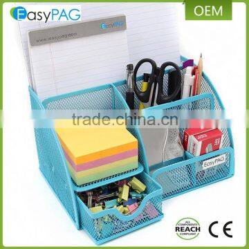 Office school supply 6 divided compartment wire mesh desktop organizer