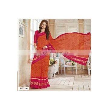 Invigorating Georgette Orange Saree/indian sarees wholesale