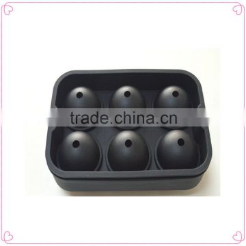 Non-stick silicone ice cube tray/popular whisky 6 holes ball shape ice cube tray