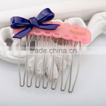 High quality child baby hair accessories plastic bowknot hair combs korea jewelry acrylic boutique girls hair combs