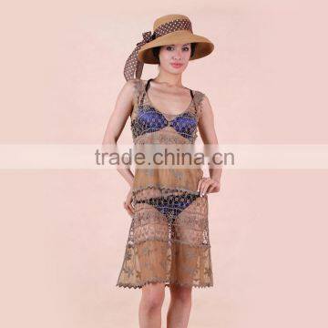 2016 Top Lace Hollow Women Fashion New Arrival Summer Crochet Sleeveless Lace Dress Designs photo-2