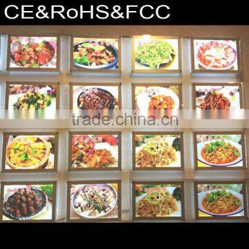 Innovative fast food crystal advertising light box/crystal photo light frame/led picture poster frame