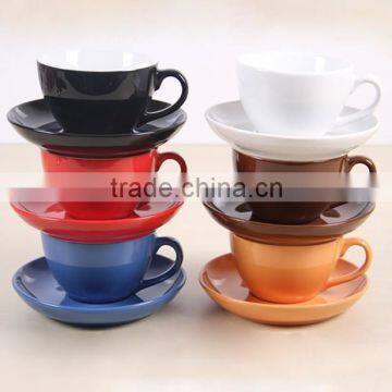 300ml 10.5oz Ceramic Porcelain Cups and Saucers Plates Sets With Logo Decal Artwork Design Customized