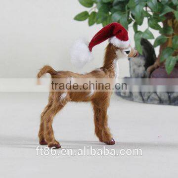 ornaments mini standing furry deer toy animated