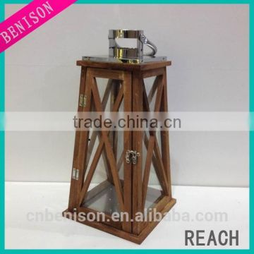 Cheap Wooden Stainless Steel Candle Lantern Wholesaler