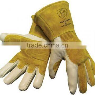 orange leather working glove/pu coated glove