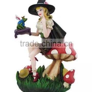 Personalized Handmade Painted Decorative Resin Halloween Witch Mushroom Statue