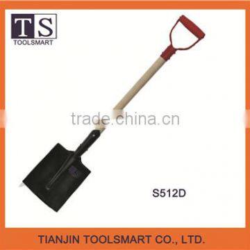 forged steel snow spade shovel with wooden handle plastic grip