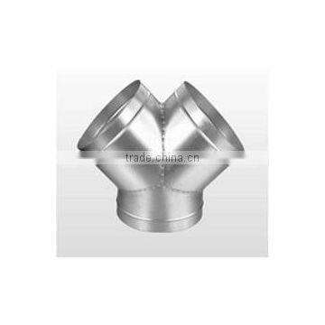 Greenhouse Air Ventilation System Galvanized Steel Y Tee 3-way Round Connector for Spiral Hose Duct Fittings