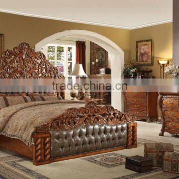 Classic King Size Solid Wood Bedroom Set/Golden Color Italian Style Hotel And Villa Bedroom Furniture(MOQ=1 SET) photo-6