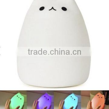 Rechargeable Color Changeable Silicone LED Sensitive Tap Control Night Light for Home