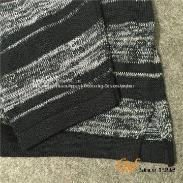 Short Sleeves Crew Collar Stripe Slit Sweater for Men photo-3