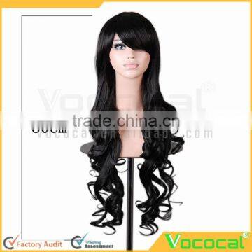 80 cm Long Fashion Synthetic Colorful Red Purple Brown Black Party Cosplay Hair Wigs photo-5